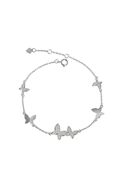 EFAYN.RO Bracelet with butterfly-shaped pendants, semi-precious crystals, sil...