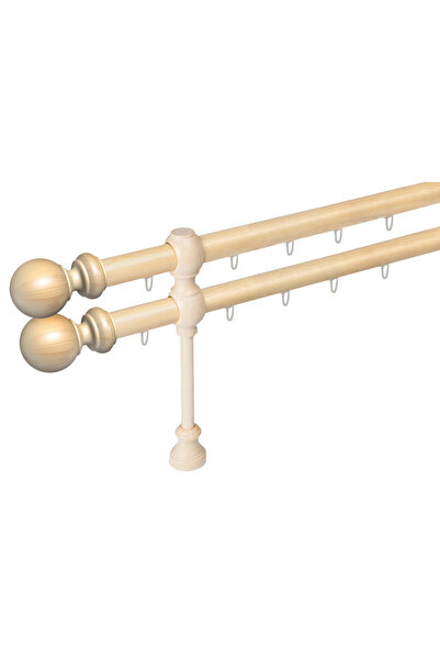 KLEIDECO galerie lemn 28 mm BERGAMO SUPER cu canal, dubla, natur, 240 cm