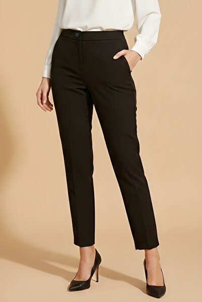 İmajButik Black Pocketed Elastic Waist Pencil Pants