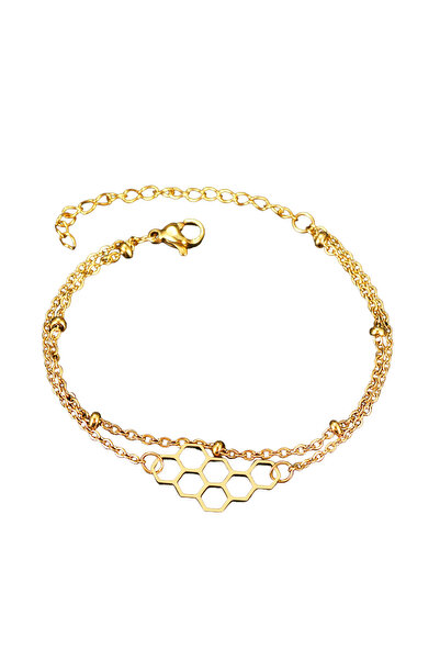 EFAYN.RO Bratara dama, model dublat cu accesorii, pandantiv stup de miere, re...