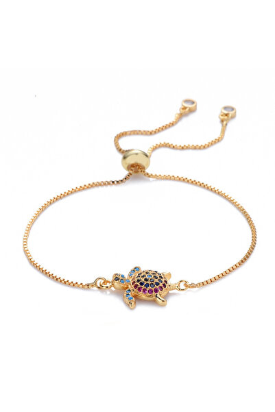 EFAYN.RO Women's bracelet, delicate tennis model with frog pendant, adjustabl...