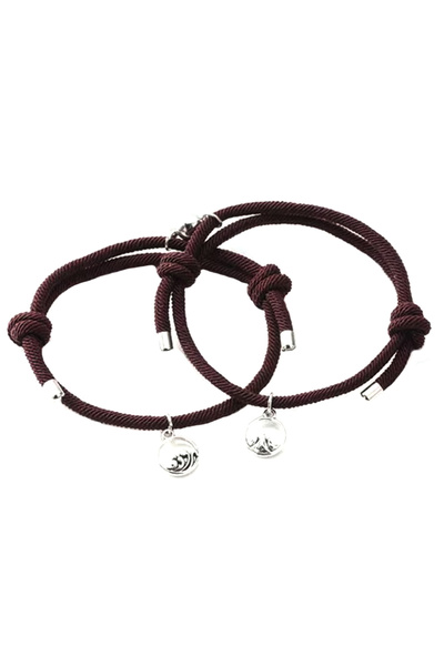 EFAYN.RO Set of couple bracelets with magnet, string type, dark brown, EFAYN ...