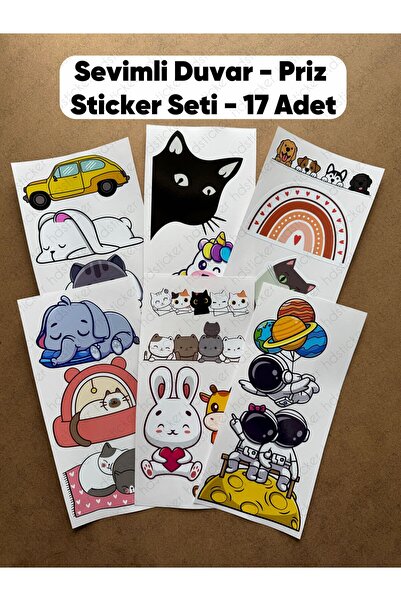 hdsticker 17 bucăți drăguțe ornamente pentru priză și perete, autocolante dec...