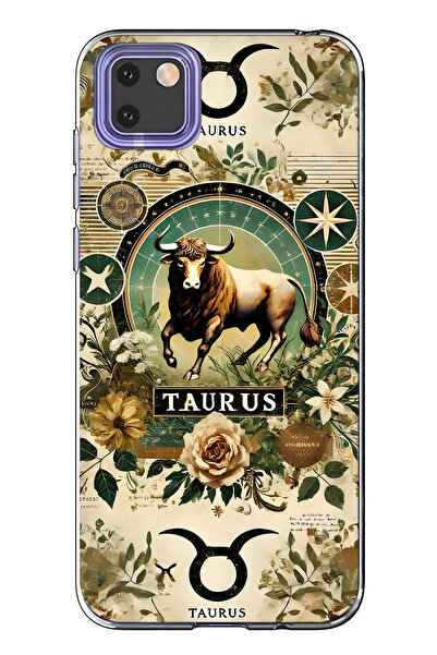 FLAMENKO حافظة هاتف شفافة متوافقة مع هاتف هواوي Y5P برج الثور منقوش