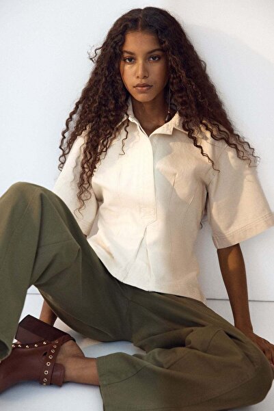 H&M Waisted denim shirt