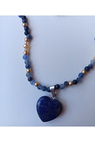 Handmade Colier lapis lazuli calcedonie