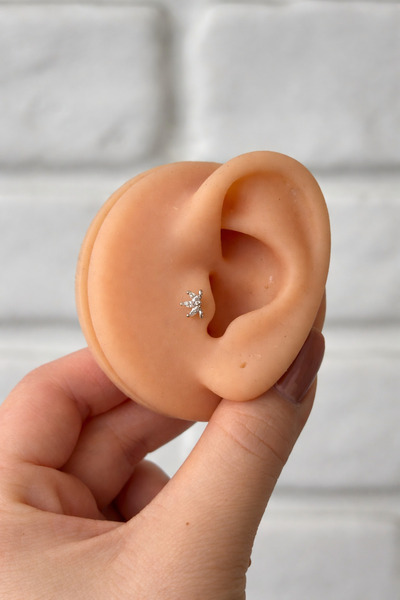 alysa jewelry Cerrahi Çelik Zirkon Taşlı Şık Piercing 8mm, conch, Tragus, hel...