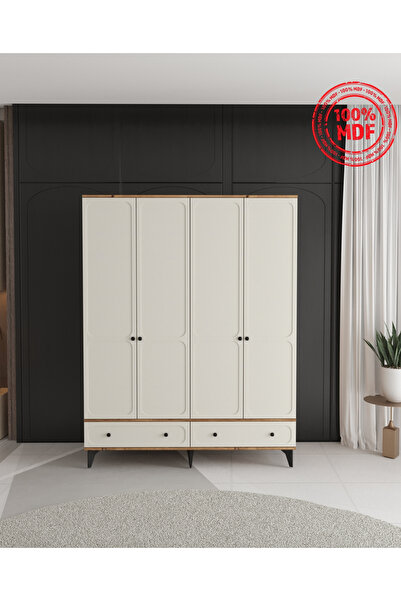 Teen & Bright IRMAK 4 KAPAKLI ÇEKMECELİ GARDIROP - TAMAMI MDF