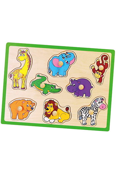 Viga Children's wooden puzzle with handles ZOO