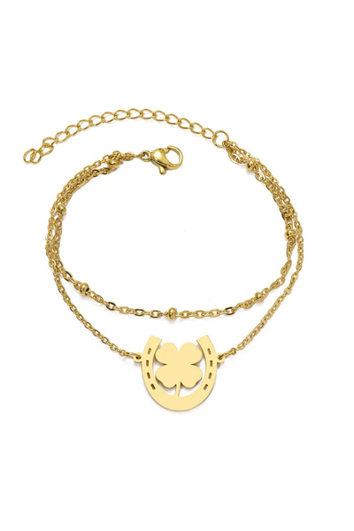 EFAYN.RO Bratara dama, dublata, pandantiv trifoi patru foi, cu accesorii bilu...