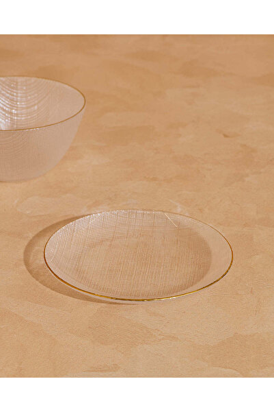 REDTAG Clear Glass Side Plate With Gold Rim