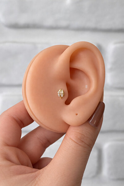 alysa jewelry Cerrahi Çelik zirkon taşlı yaprak model 8mm piercıng, Tragus, h...