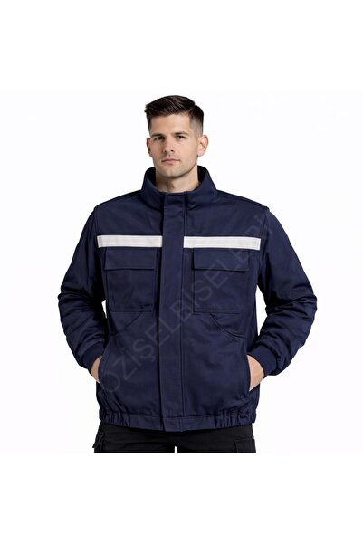 MODA 16/12 Navy Blue Gabardine Multi Pocketed Reflective Summer Coats Work Cl...