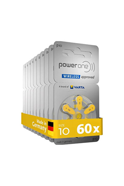 powerone بطاريات سماعات الأذن باور وان مقاس 10 (العبوة الاقتصادية 60 حبة). Po...
