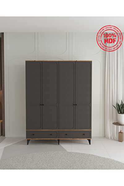 Teen & Bright IRMAK 4 KAPAKLI ÇEKMECELİ GARDIROP - TAMAMI MDF