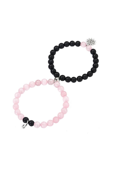 EFAYN.RO Couple bracelet set with magnet, semi-precious stone, sun and moon, ...
