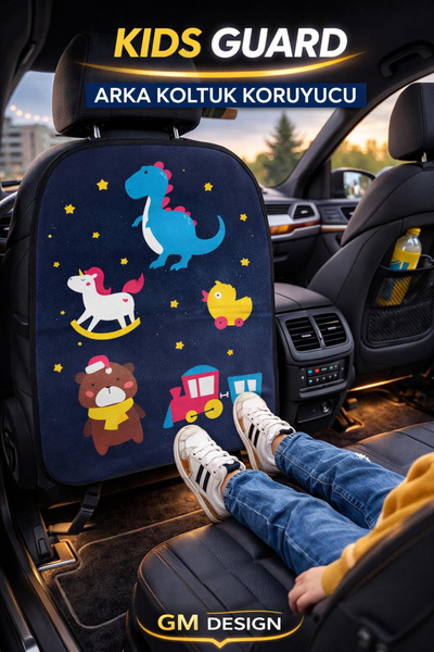 GM-DESIGN واقي ظهر مقعد السيارة المرح من كيدز جارد - مقاوم للماء - مقاوم للبقع