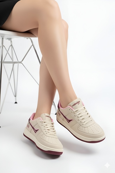 Moda Kadıköy Бежови бургундски дамски кецове в цвят череша