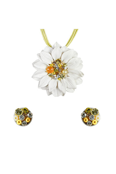 Miidefloriart Handmade set of beaded earrings with crystals, model 34