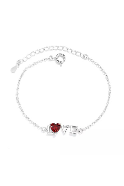 EFAYN.RO Women's bracelet, adjustable, love model, red crystal, silver, EFAYN