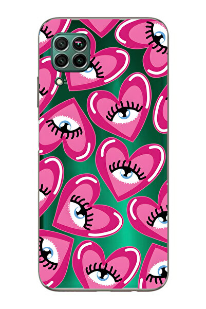 FLAMENKO حافظة هاتف شفافة متوافقة مع هاتف هواوي P40 لايت باللون الوردي هارت آ...