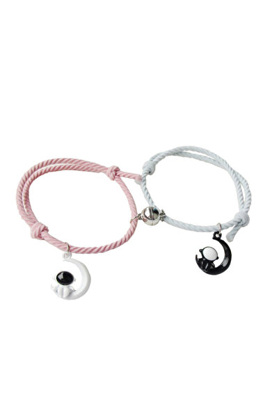 EFAYN.RO Set bratari cuplu cu magnet, tip sfoara, pandantiv cosmonaut si luna...