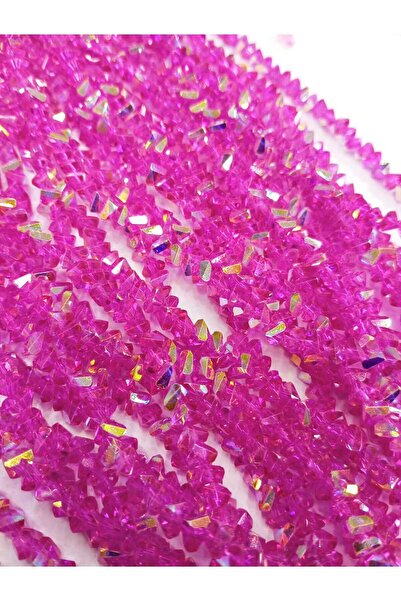 Ralp Moda 6 mm Crystal Pyramid Czech Crystal Beads 3 Strands Bright Magenta
