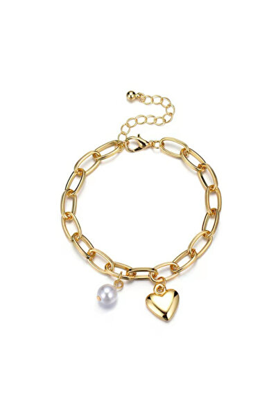 EFAYN.RO Women's bracelet with heart pendant, gold, adjustable, EFAYN