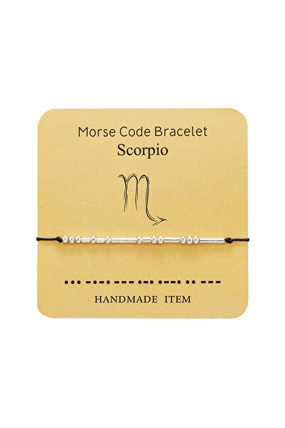 EFAYN.RO Scorpio zodiac morse code bracelet, silver, handmade, black, EFAYN, ...