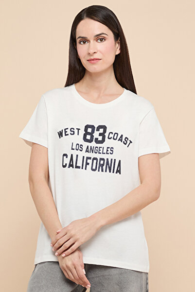 R&B Typography Print T-Shirt with Crew Neck and Short Sleeves
