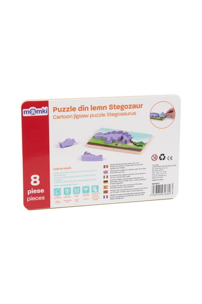MomKi PUZZLE DIN LEMN STEGOZAUR, 8 PIESE