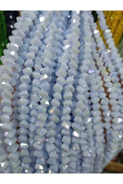 Ralp Moda 6 mm Crystal Pyramid Czech Crystal Beads 3 Strands Ice Blue