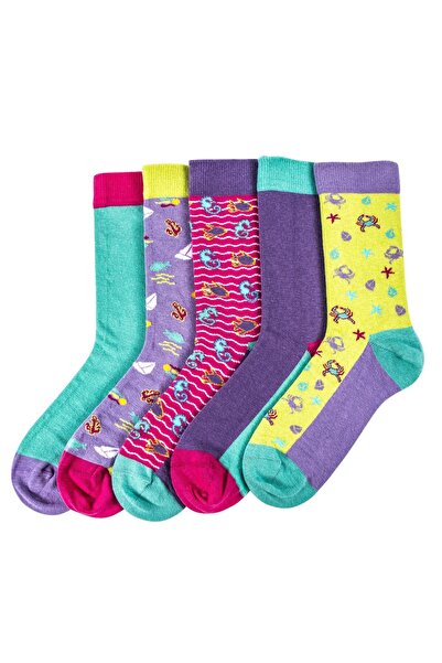 ANEMOSS Set de șosete fără cusături pentru femei, 5 perechi, design nautic, 8...