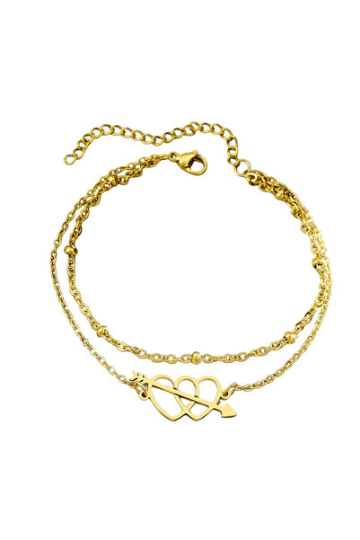 EFAYN.RO Bratara dama, dublata, model cupidon, pandantiv inimioare cu sageata...