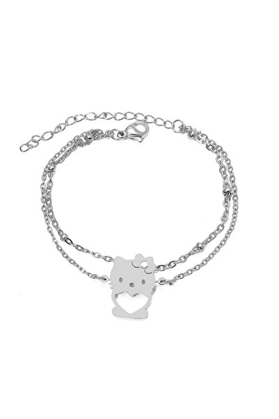 EFAYN.RO Bratara dama, model dublat cu accesorii bilute, pandantiv love kitty...