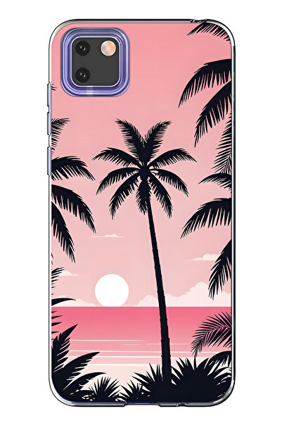 FLAMENKO حافظة هاتف شفافة متوافقة مع هاتف هواوي Y5P Palmiye منقوش