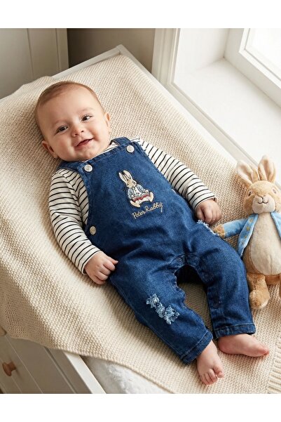 MiniKids Denim jumpsuit + blouse, Peter Rabbit, blue