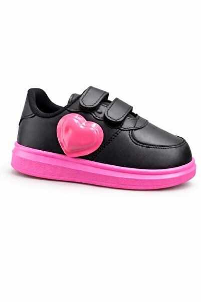 lias desing detaliu inimă negru roz cu bandă la talpă pantofi sport pentru co...