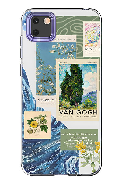 FLAMENKO حافظة هاتف هواوي Y5P متوافقة مع فان جوخ منقوش شفافة