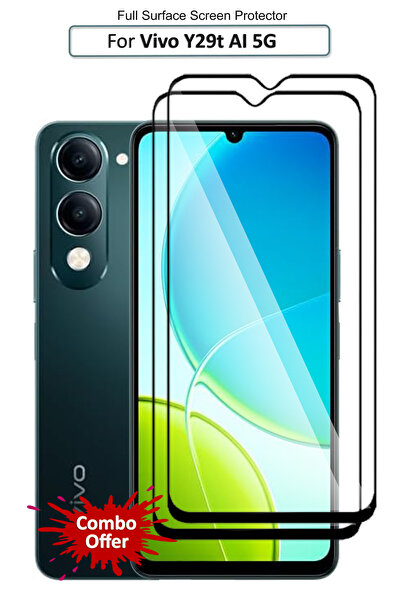 Generic عبوة من قطعتين من واقي الشاشة الزجاجي الممتاز لهاتف Vivo Y29t AI 5G