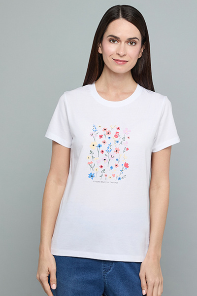 R&B Printed T-Shirt with Crew Neck and Short Sleeves