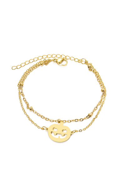 EFAYN.RO Women's bracelet, double model with ball accessories, funny pumpkin ...