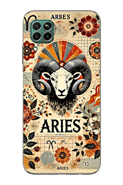 FLAMENKO حافظة هاتف شفافة متوافقة مع هاتف هواوي P40 Lite لعام منقوش من برج الحمل