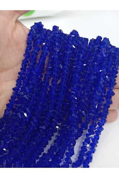 Ralp Moda 6 mm Crystal Pyramid Czech Crystal Beads 3 Strands Sax Blue