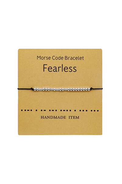 EFAYN.RO "Fearless" Morse code bracelet, silver, handmade, black, EFAYN, unisex