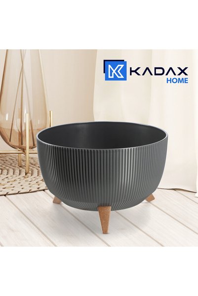 KADAX Ghiveci de flori cu picioare, mare, rotund, pentru flori, bol, 40 cm, antracit