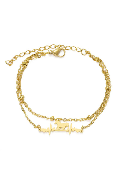 EFAYN.RO Women's bracelet, double, horse and pulse pendant, with ball accesso...