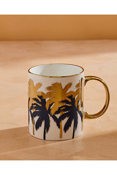 REDTAG White Electroplated Gold Palms Mug