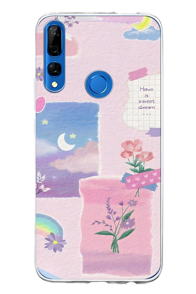 FLAMENKO حافظة هاتف شفافة متوافقة مع هاتف هواوي Y9 برايم 2019، بتصميم زهور با...