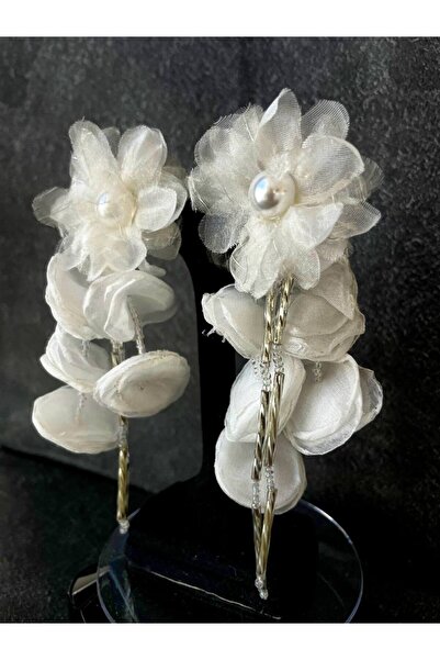 Luxiva Tulle Fabric Flower Shaped Dangle Earrings